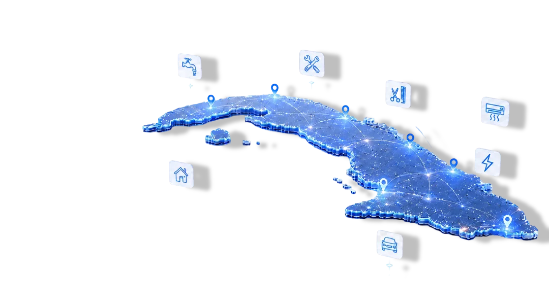 Mapa de Cuba con profesionales conectados — Resuelve PRO
